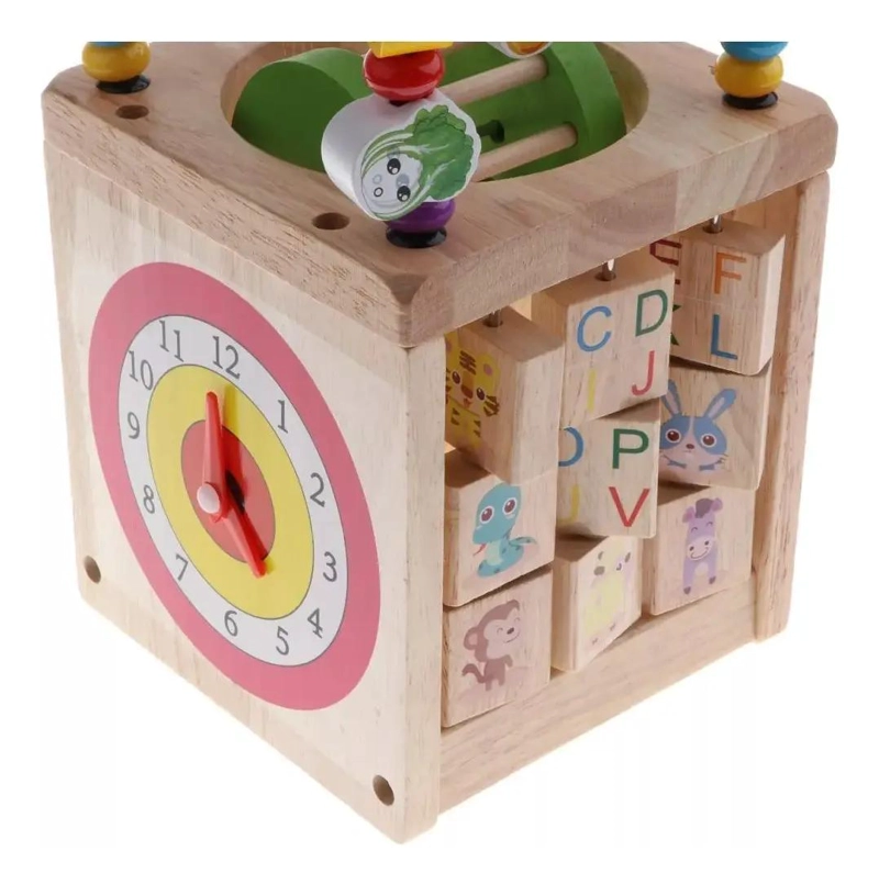 CUBO DE ACTIVIDAD MONTESSORI 6 EN 1 CON LABERINTO EDUCATIVO - 8