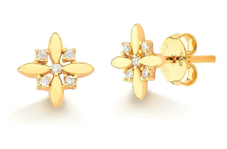 AROS ELEGANTES BAÑADOS EN ORO CON CIRCONES DE ALTA CALIDAD - 1