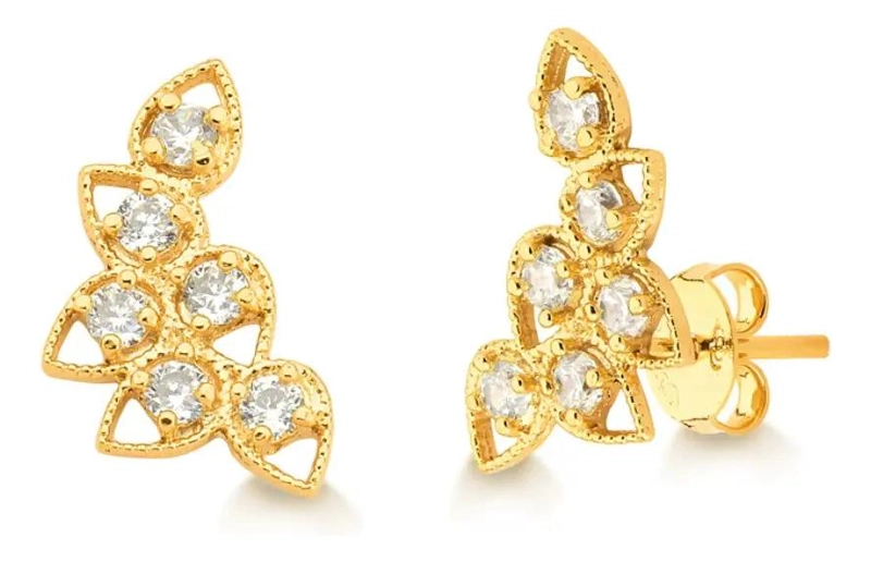 AROS ELEGANTES BAÑADOS EN ORO CON CIRCONES DE ALTA CALIDAD - 1