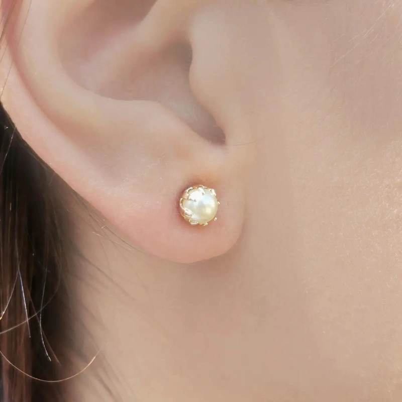 AROS DE PERLA SINTE TICA 5MM ENCHAPADOS EN ORO 18K - 2