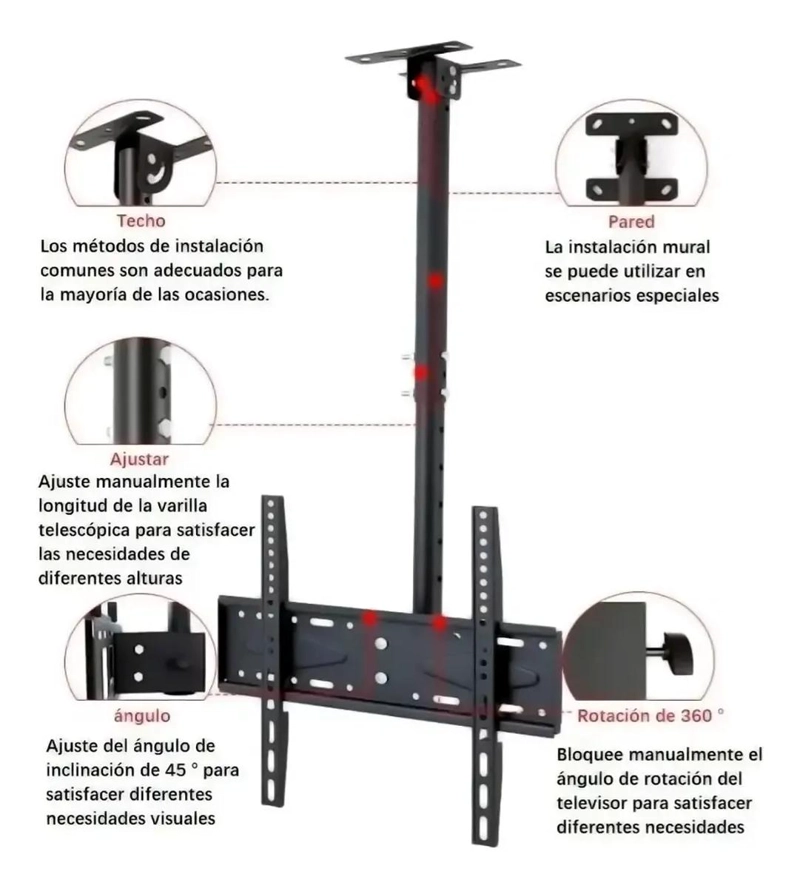 SOPORTE GIRATORIO E INCLINABLE PARA TV DE 32 A 75 PULGADAS - 7