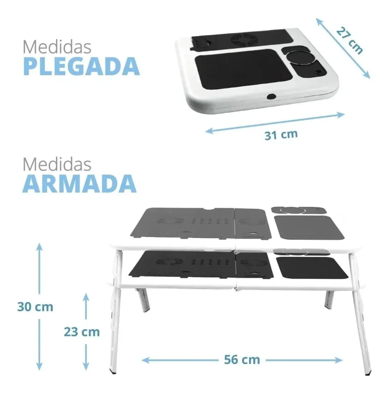 MESA PORTATIL PLEGABLE CON VENTILADOR PARA NOTEBOOKS - 4