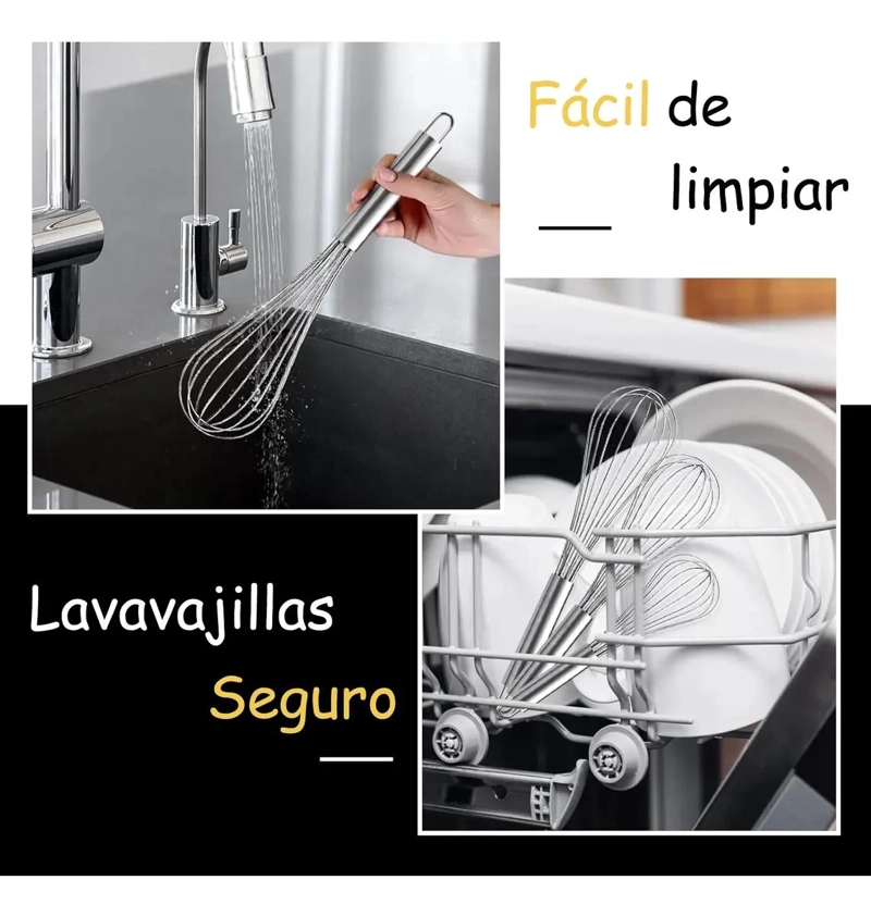 BATIDOR MANUAL DE HUEVO DE ACERO INOXIDABLE EN 3 TAMAÑOS - 5