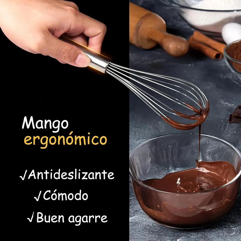 BATIDOR MANUAL DE HUEVO DE ACERO INOXIDABLE EN 3 TAMAÑOS - 6