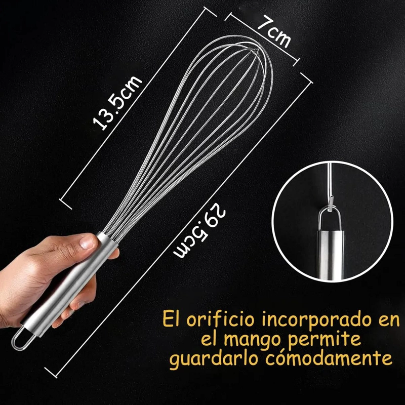 BATIDOR MANUAL DE HUEVO DE ACERO INOXIDABLE EN 3 TAMAÑOS - 7