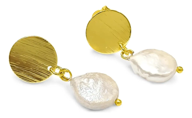 AROS DE PERLA DE RIO 10MM CON TOPE REDONDO EN ORO 18K - 3