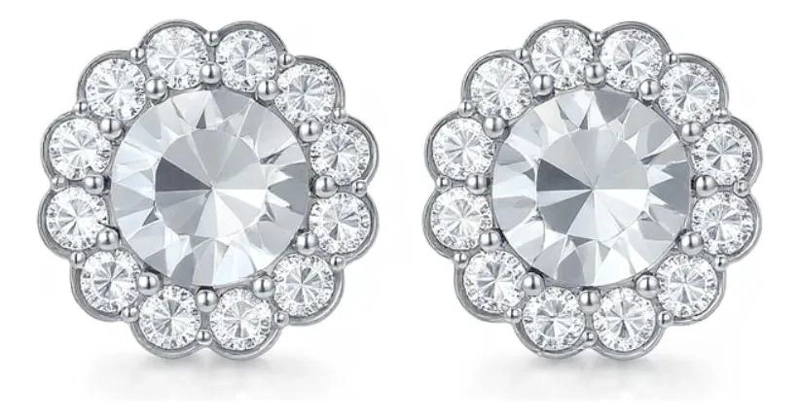 AROS ELEGANTES DE CRISTALES BLANCOS PARA MUJER - 1