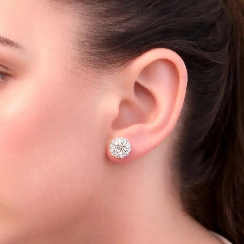 AROS ELEGANTES DE CRISTALES BLANCOS PARA MUJER - 2