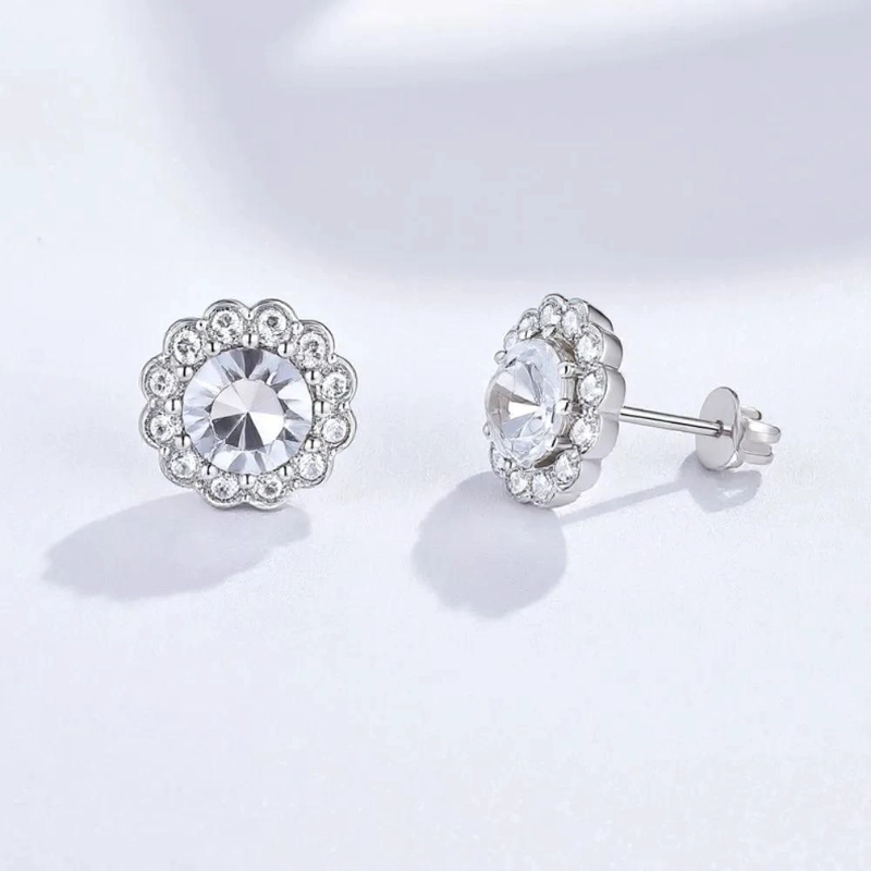AROS ELEGANTES DE CRISTALES BLANCOS PARA MUJER - 3