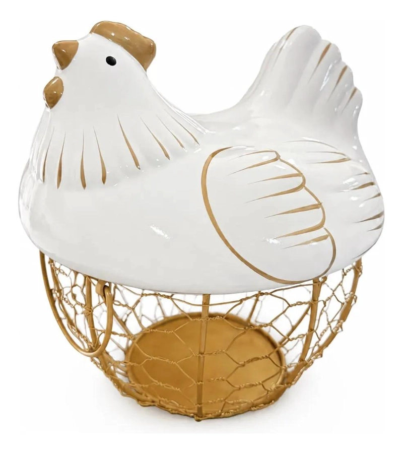 CANASTA HUEVERA DECORATIVA DE CERAMICA PARA COCINA - 2