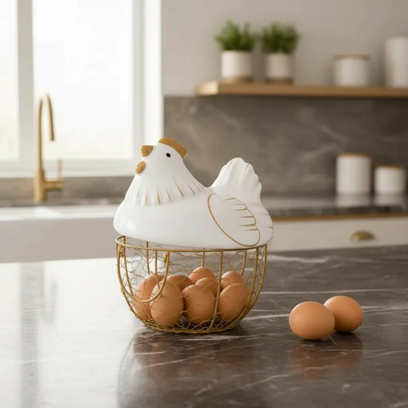 CANASTA HUEVERA DECORATIVA DE CERAMICA PARA COCINA - 3