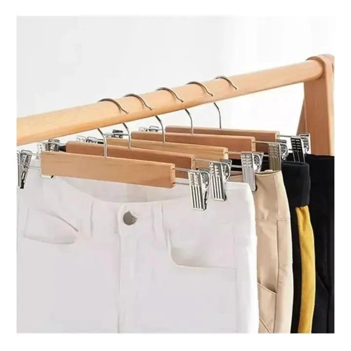COLGADORES DE MADERA CON PINZA PARA PANTALONES 5 UNIDADES - 7