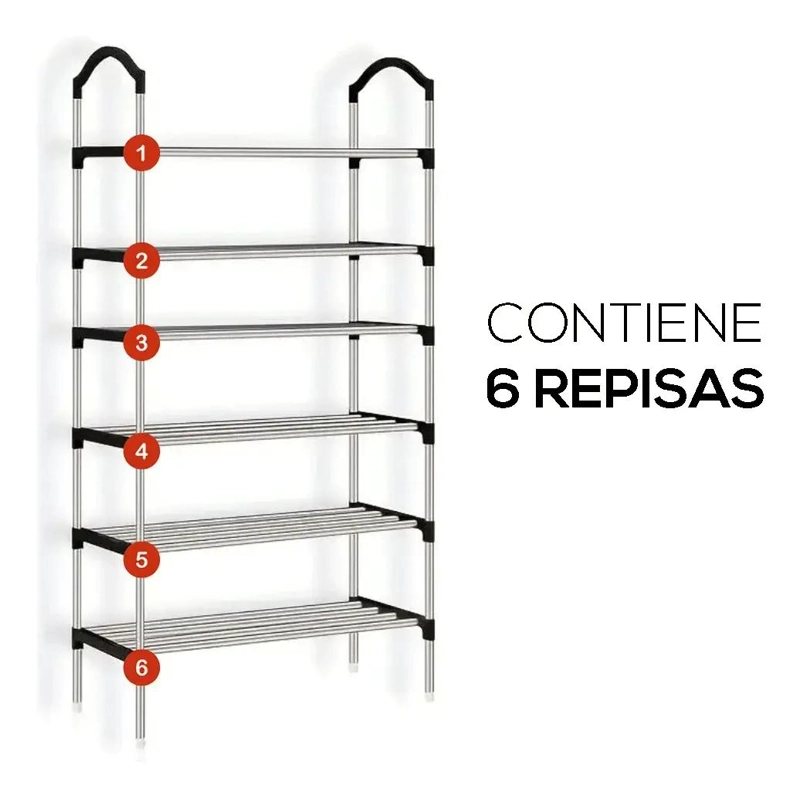 ZAPATERO ORGANIZADOR DE 6 NIVELES COLOR NEGRO PARA CALZADO - 6