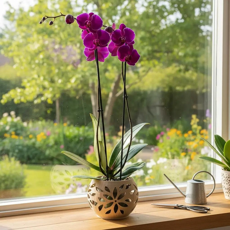 MACETA DE 18 CM PARA ORQUIDEAS GRANDES CON DISEÑO MODERNO - 2