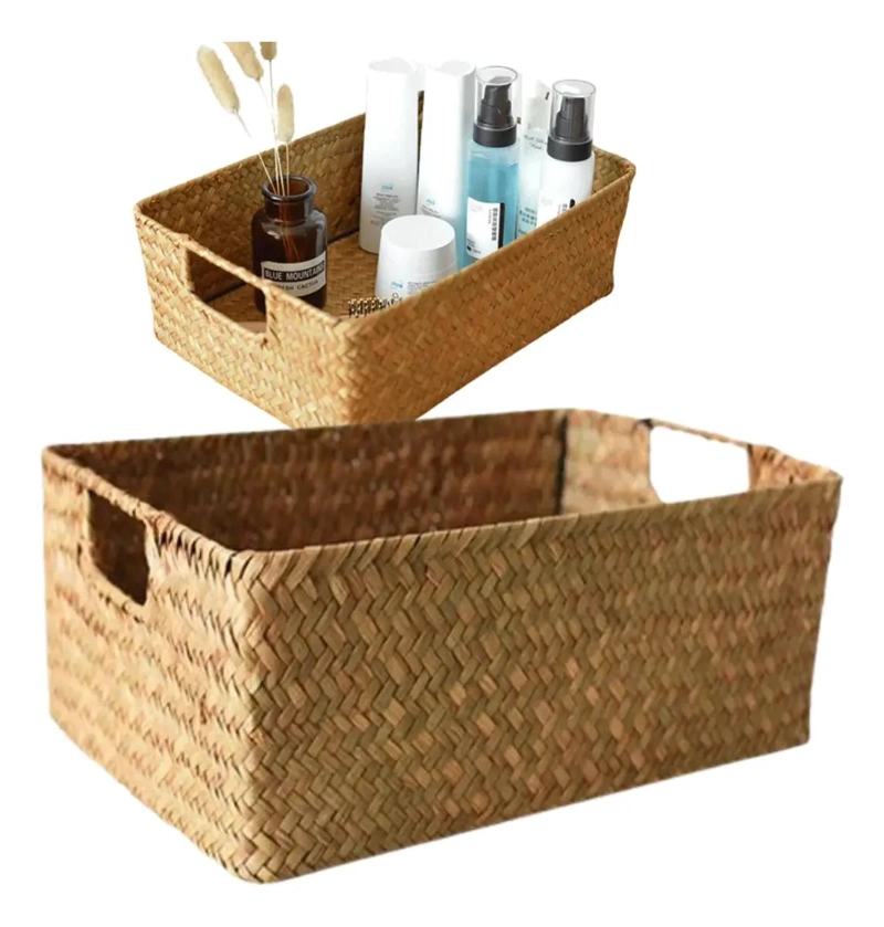 CESTA ORGANIZADORA DE MIMBRE PARA ALMACENAMIENTO Y DECORACION - 2