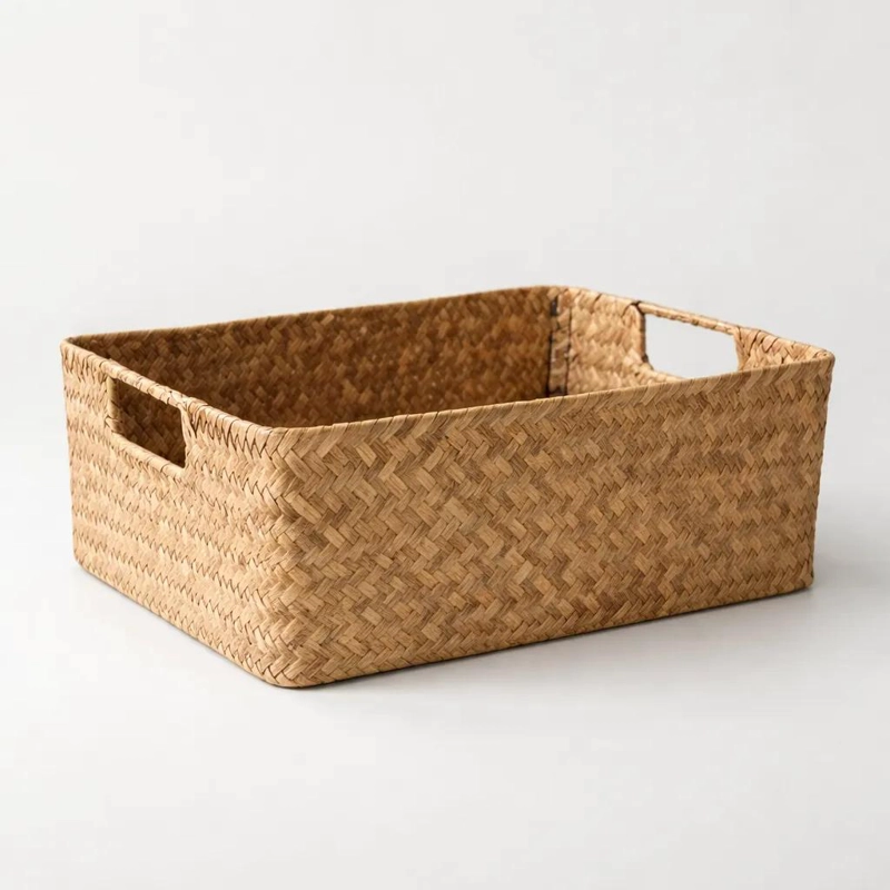 CESTA ORGANIZADORA DE MIMBRE PARA ALMACENAMIENTO Y DECORACION - 6