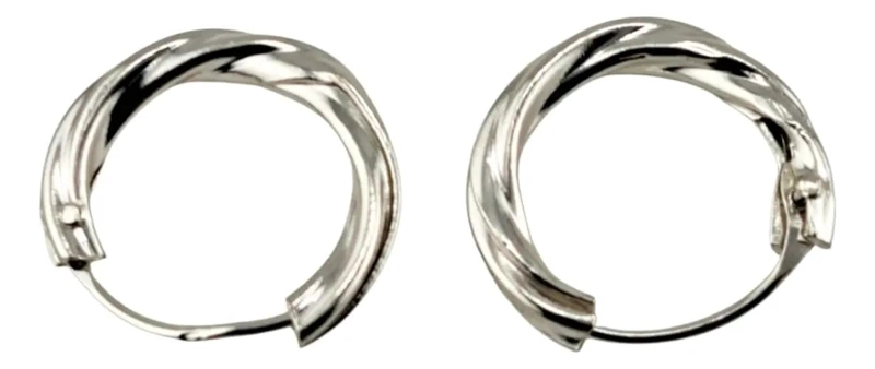 AROS ARGOLLAS TORZADAS DE PLATA ITALIANA 925 ELEGANTES - 1