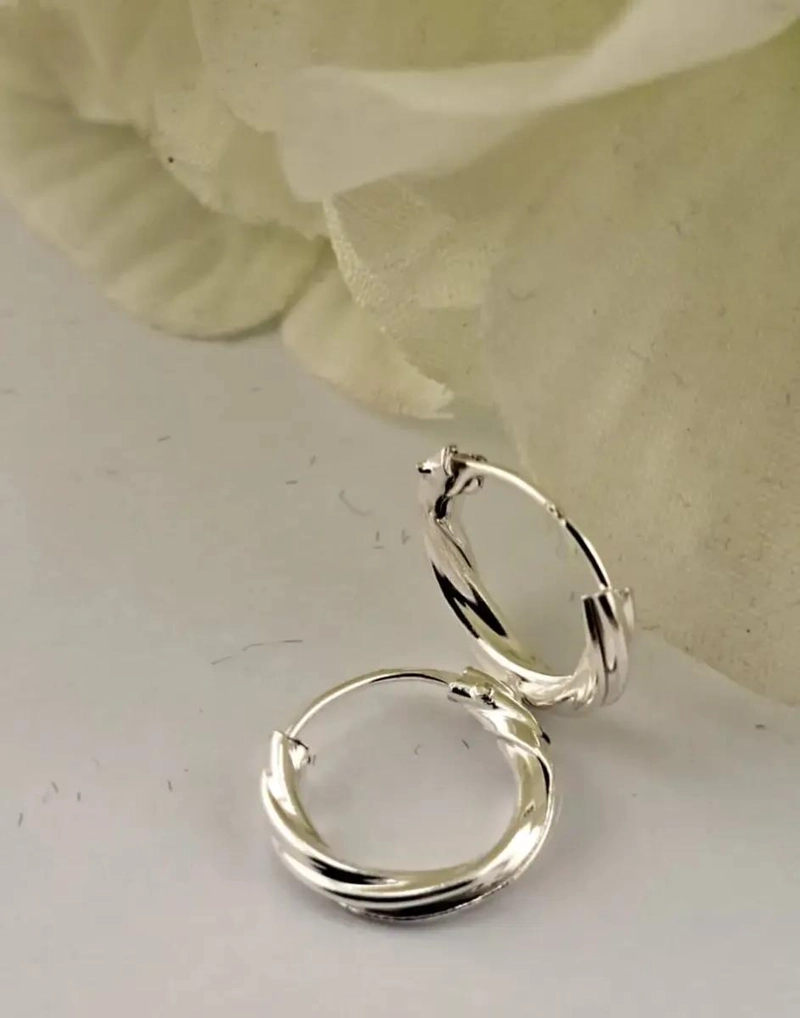 AROS ARGOLLAS TORZADAS DE PLATA ITALIANA 925 ELEGANTES - 2
