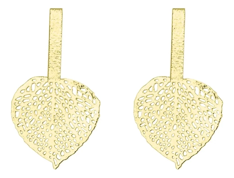 AROS COLGANTES HOJA ENCHAPADOS EN ORO 18K ELEGANTES - 1