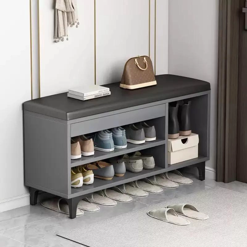 TABURETE ZAPATERO MODERNO CON ASIENTO Y ESTANTE PRACTICO - 1
