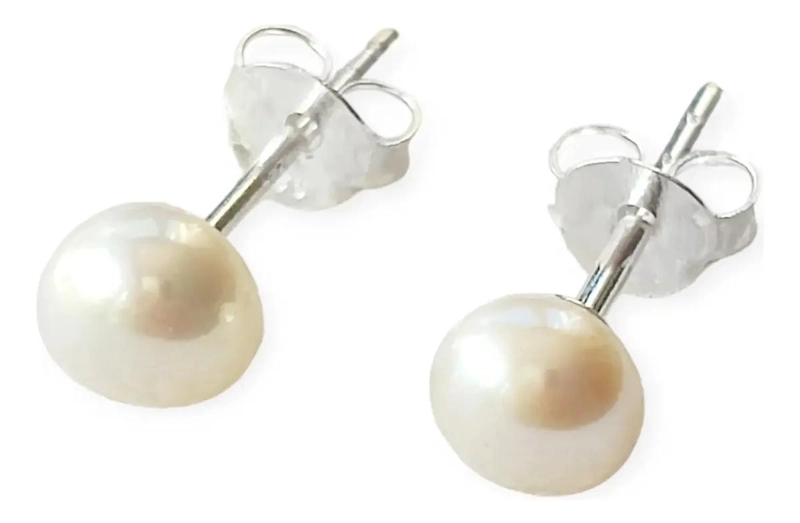 AROS DE PERLA DE RIO 5MM EN PLATA FINA 925 - 1