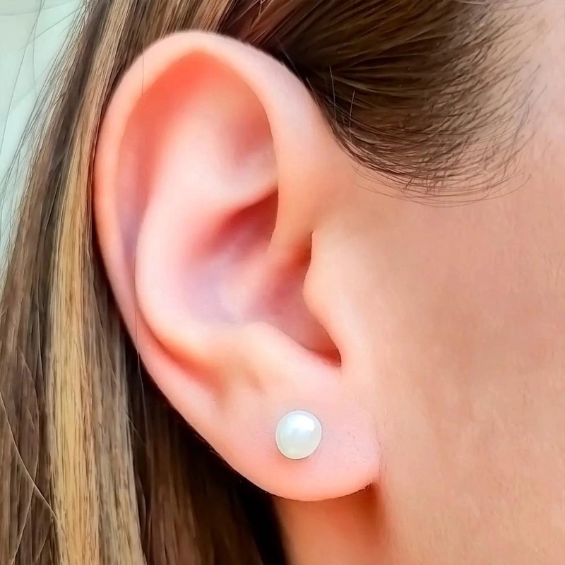 AROS DE PERLA DE RIO 5MM EN PLATA FINA 925 - 2