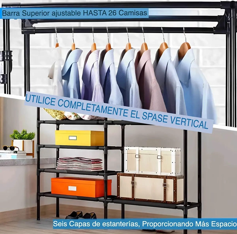 PERCHERO COLGADOR EXHIBIDOR DE ROPA ORGANIZADOR COMPACTO - 6