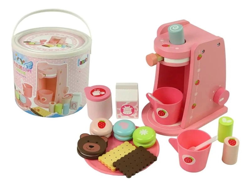 CAFETERA DE MADERA PARA NIÑOS JUEGO DE ROL EDUCATIVO - 2