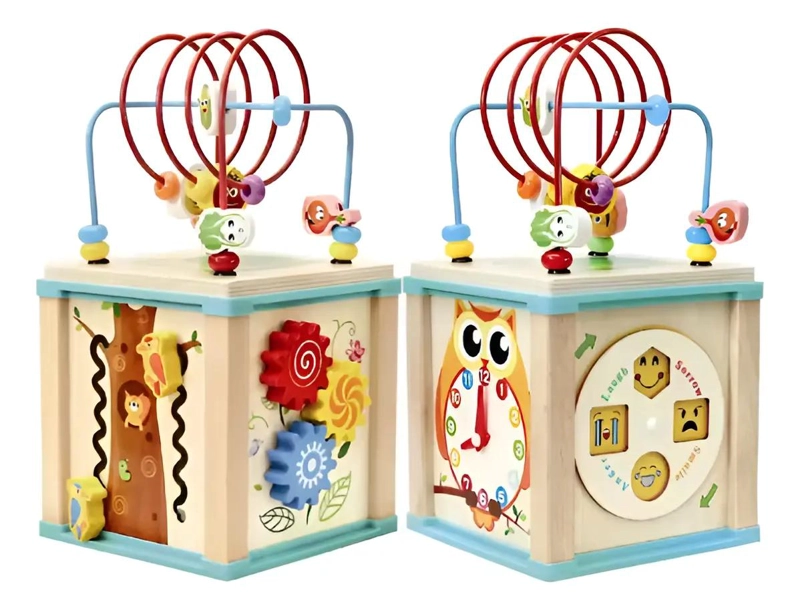 CUBO DIDACTICO DE MADERA CON ACTIVIDADES PARA NIÑOS - 1