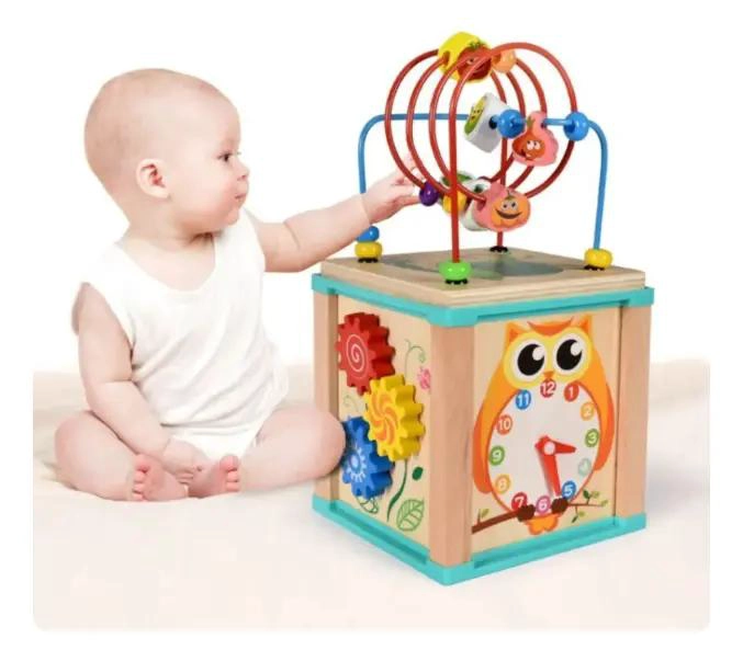 CUBO DIDACTICO DE MADERA CON ACTIVIDADES PARA NIÑOS - 3