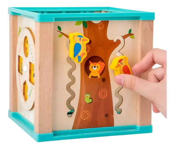 CUBO DIDACTICO DE MADERA CON ACTIVIDADES PARA NIÑOS - 4