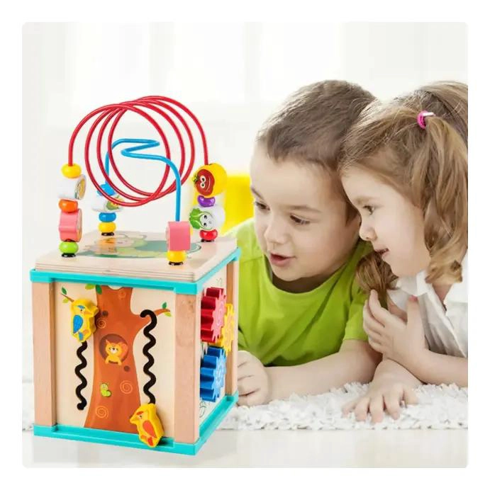 CUBO DIDACTICO DE MADERA CON ACTIVIDADES PARA NIÑOS - 5