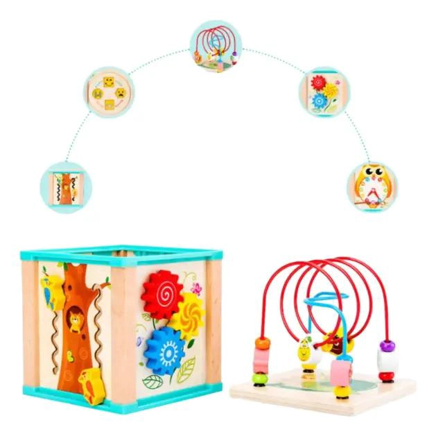 CUBO DIDACTICO DE MADERA CON ACTIVIDADES PARA NIÑOS - 7