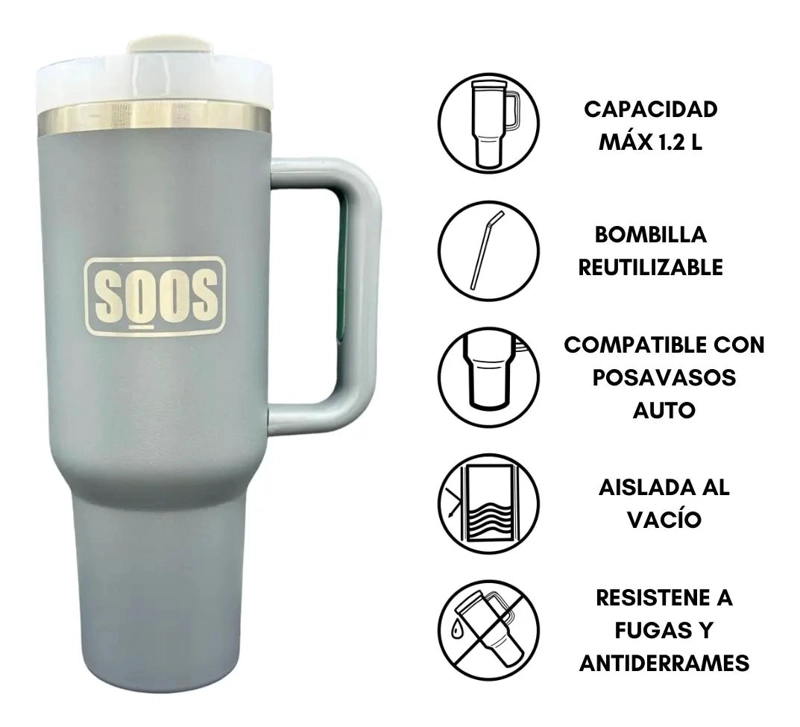 VASO DE ACERO INOXIDABLE TUMBLER 1.2 LITROS PARA BEBIDAS - 5