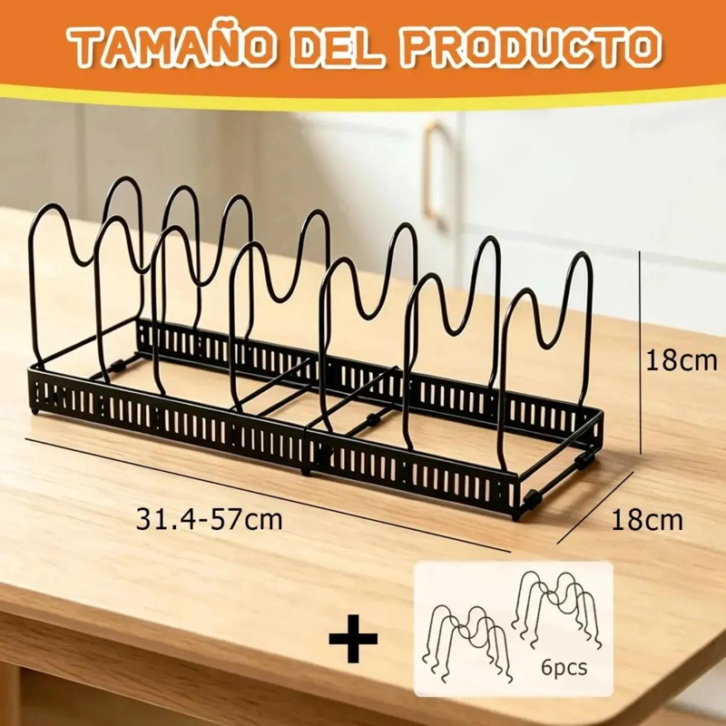 ORGANIZADOR DE OLLAS Y SARTENES CON COMPARTIMENTOS AJUSTABLES - 2