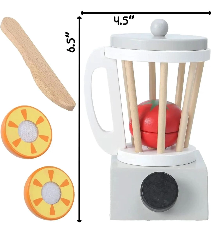 LICUADORA DE MADERA JUGUETE PARA NIÑOS CON ACCESORIOS DE COCINA - 5
