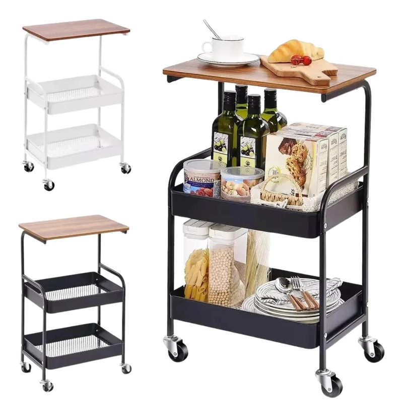 CARRITO ORGANIZADOR MULTIUSO CON MESA Y RUEDAS DE 3 NIVELES - 1