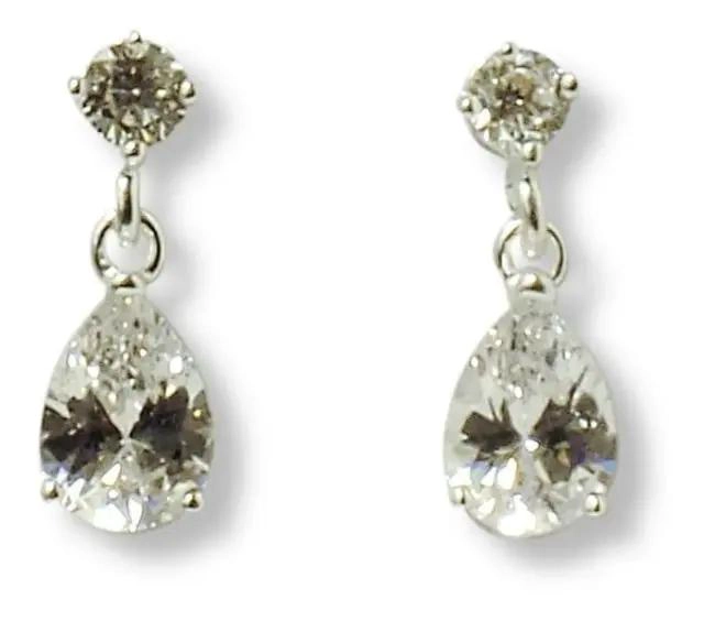 AROS DE ZIRCONIA EN FORMA DE GOTA CON PLATA FINA 925 - 1