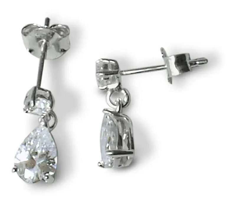 AROS DE ZIRCONIA EN FORMA DE GOTA CON PLATA FINA 925 - 2