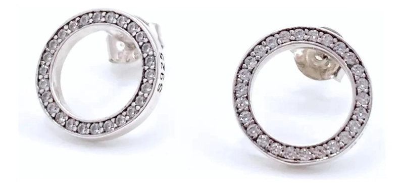 AROS CIRCULARES DE PLATA 925 CON CIRCONES BLANCOS - 2