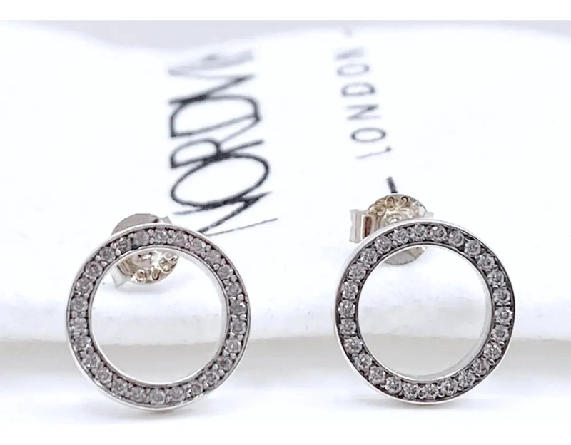 AROS CIRCULARES DE PLATA 925 CON CIRCONES BLANCOS - 4