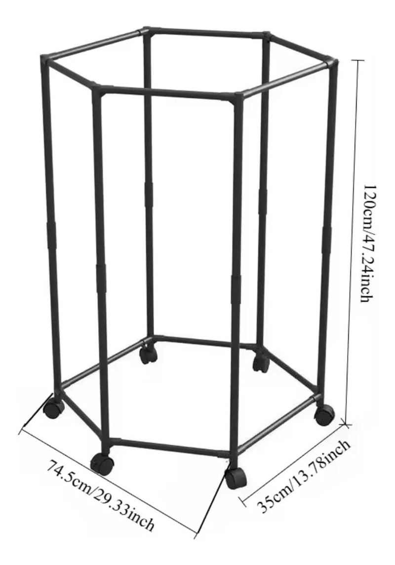 TENDEDERO COLGADOR HEXAGONAL AJUSTABLE CON RUEDAS PARA ROPA - 3