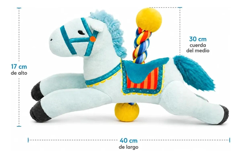 PELUCHE CABALLO SUAVE CON CUERDA MORDEDOR PARA MASCOTAS - 3