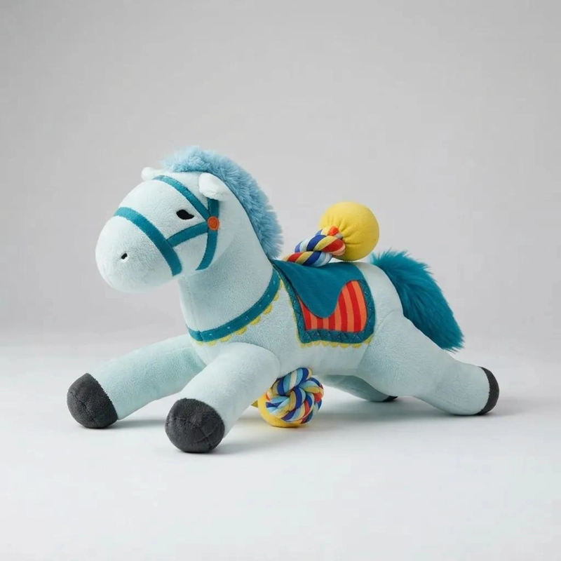 PELUCHE CABALLO SUAVE CON CUERDA MORDEDOR PARA MASCOTAS - 7