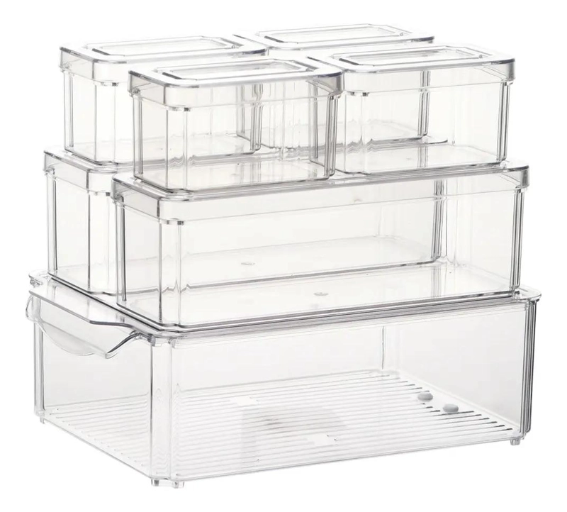 SET DE 7 ORGANIZADORES PARA REFRIGERADOR CON TAPA TRANSPARENTE - 10