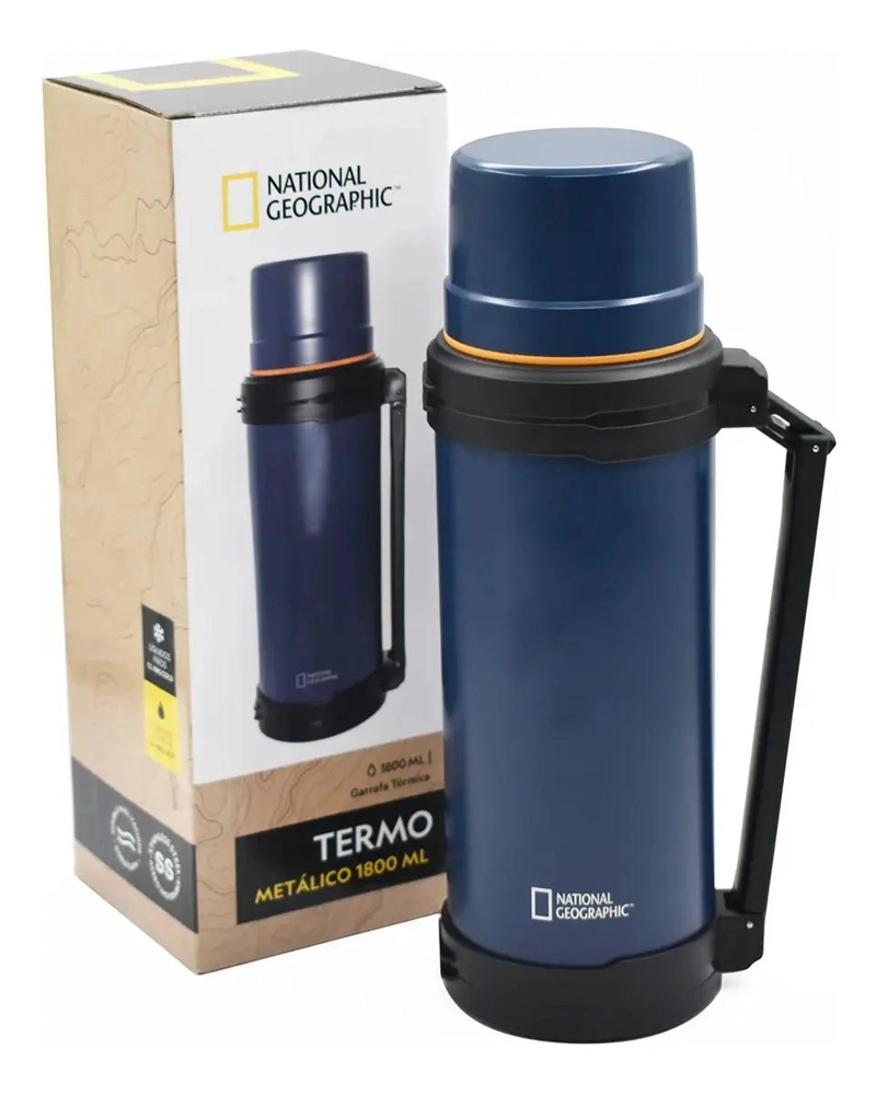 TERMO DE ACERO INOXIDABLE CON MANGO MOVIBLE 1.8L AZUL MARINO - 2