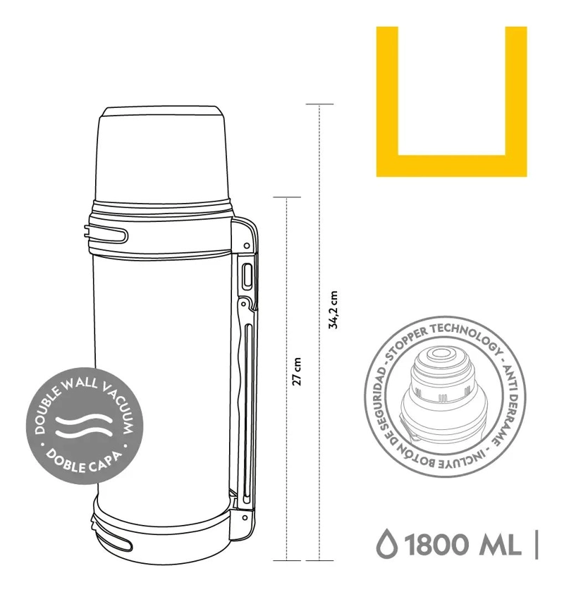 TERMO DE ACERO INOXIDABLE CON MANGO MOVIBLE 1.8L AZUL MARINO - 6