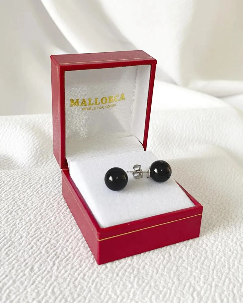AROS DE PERLA NEGRA MALLORCA CON BASE DE PLATA 925 - 3