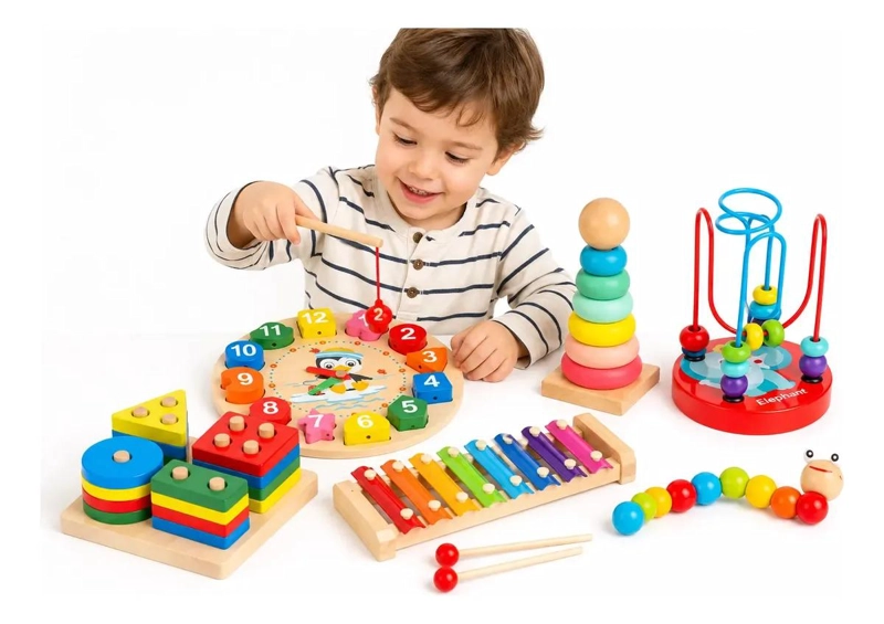 SET DE JUGUETES DIDACTICOS DE MADERA PARA NIÑOS - 1