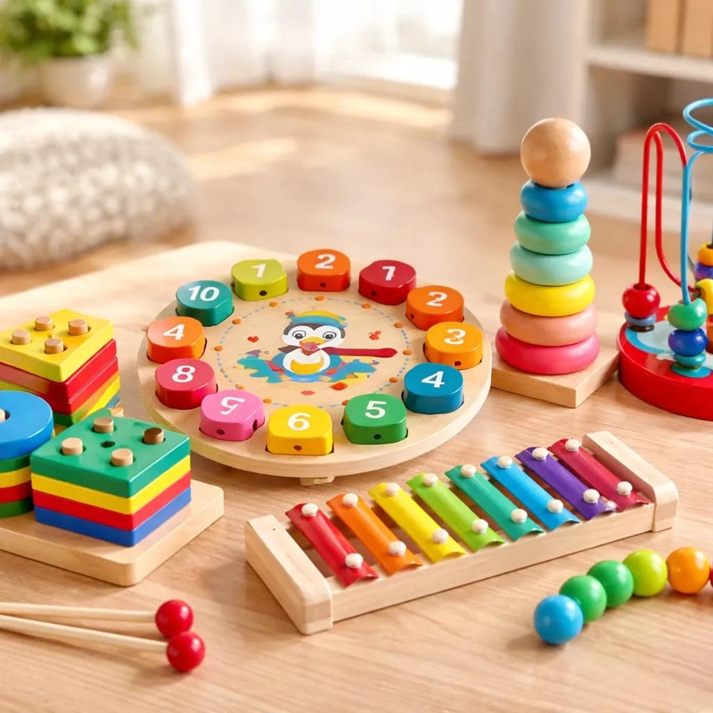 SET DE JUGUETES DIDACTICOS DE MADERA PARA NIÑOS - 2